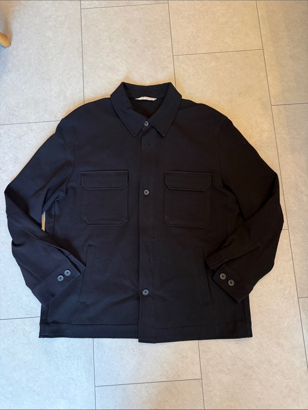 Men's Black Button-Front Utility Jacket-XL